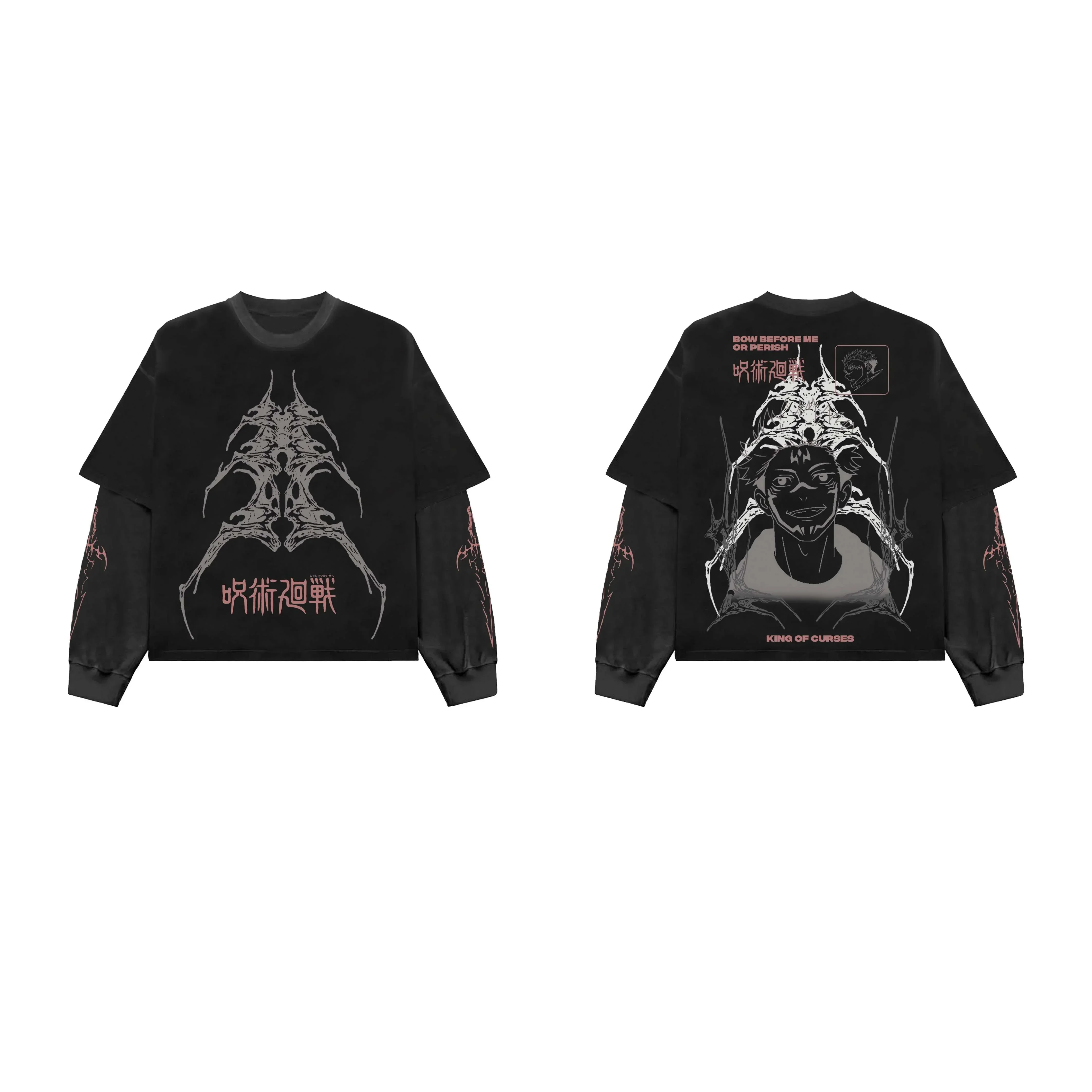 Sukuna Designed B&W Long Sleeve T-shirt - Image 3